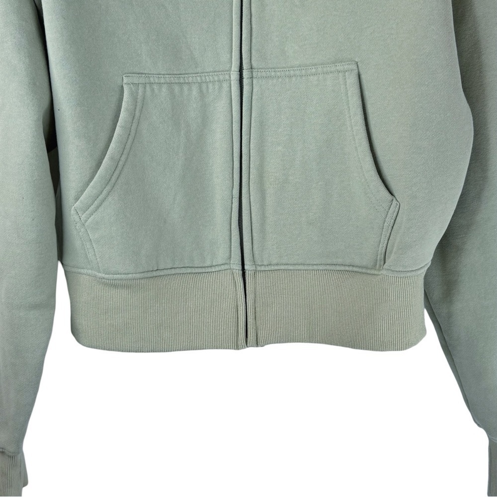 MILKSTAIN Women's Cropped Heavyweight Designer Mint/Olive Green Zip Hoodie S - Picture 4 of 6